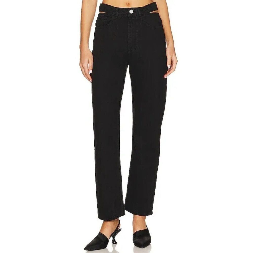 NWT‎ Women's Frame Le High 'n' Tight Straight Cut Out Jeans Sz 24 Black $298